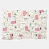 Retro rosa Muster-atomarGeschirrtuch Geschirrtuch (Horizontal)