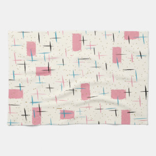 Retro rosa Muster-atomarGeschirrtuch Geschirrtuch