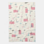 Retro rosa Muster-atomarGeschirrtuch Geschirrtuch (Vertikal)