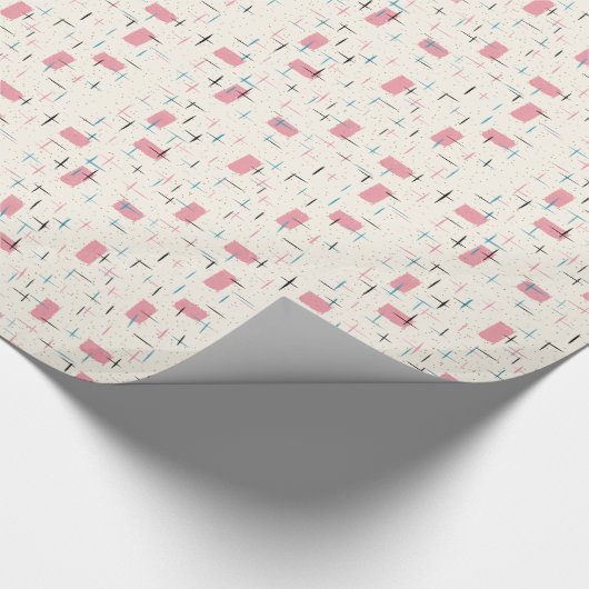 Retro rosa Muster-atomarPackpapier Geschenkpapier (Ecke)