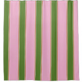 Retro rosa Muster des grünen Streifens Duschvorhang (Vorderseite)