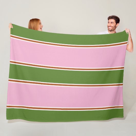 Retro rosa Muster des grünen Streifens Fleecedecke (Beispiel)