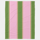 Retro rosa Muster des grünen Streifens Fleecedecke (Vorderseite)
