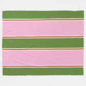 Retro rosa Muster des grünen Streifens Fleecedecke (Vorderseite (Horizontal))