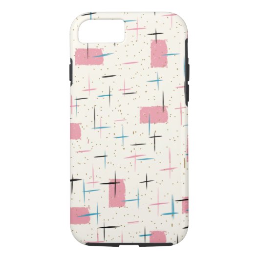 Retro rosa Muster iPhone 7 Atomarfall Case-Mate iPhone Hülle (Rückseite)