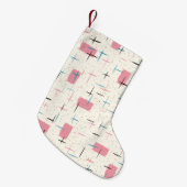 Retro rosa Muster-WeihnachtsatomarStrumpf Kleiner Weihnachtsstrumpf (Vorderansicht (hängend))