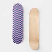 Retro Rosa Navy Blau Kariert Helle Farben Skateboard (Vorderseite)