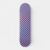 Retro Rosa Navy Blau Kariert Helle Farben Skateboard (Vorne)