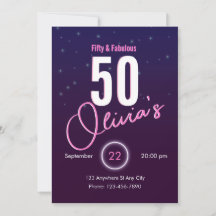 Retro Rosa Neon Fünfzig & Fantastischer Geburtstag