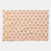 Retro rosa orange Ananas kopiert Monogramm Küchentuch (Horizontal)