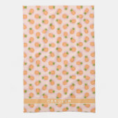 Retro rosa orange Ananas kopiert Monogramm Küchentuch (Vertikal)