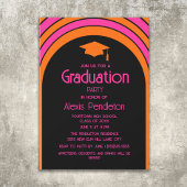 Retro Rosa Orange Arch High School Graduation Cap Einladung