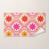 Retro Rosa Orange Blume auf Ogee Muster Badhandtuch Set (Handtuch)