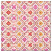 Retro Rosa Orange Blume auf Ogee Muster Stoff (Muster)