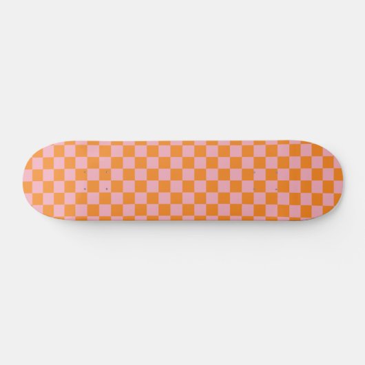 Retro Rosa Orange Checkerboard Skateboard (Horizontal)