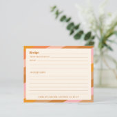 Retro Rosa Orange Custom Brautparty Rezept Card (Stehend Vorderseite)