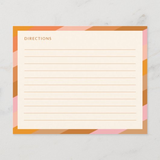 Retro Rosa Orange Custom Brautparty Rezept Card (Rückseite)