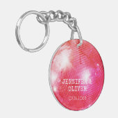 Retro Rosa Orange Diskothek Ball Foto Gastgeschenk Schlüsselanhänger (Vorderseite links)