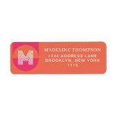 Retro Rosa Orange Geometrisch Modernes Monogramm (Vorne)