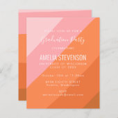 Retro Rosa Orange Graduierungspartei Einladung (Vorne/Hinten)
