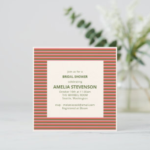 Retro Rosa Orange Grün Streifen Junggesellinnenabs Einladung