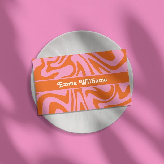 Retro Rosa Orange Modernste Visitenkarte