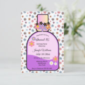 Retro rosa Parfüm Flasche floral süß 16 Einladung (Stehend Vorderseite)