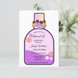 Retro rosa Parfüm Flasche süß 16 minimalistisch Einladung