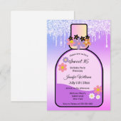 Retro-Rosa Parfüm süße 16 tropfende Glitzer Einladung (Vorne/Hinten)