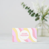 Retro Rosa Pastell-QR-Code 70er Boho Groovy Weibli Visitenkarte (Stehend Vorderseite)