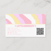 Retro Rosa Pastell-QR-Code 70er Boho Groovy Weibli Visitenkarte (Rückseite)