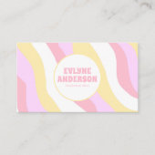 Retro Rosa Pastell-QR-Code 70er Boho Groovy Weibli Visitenkarte (Vorderseite)