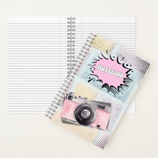 Retro rosa pastellfarbene Kamera Notebook Notizblock (Innen)