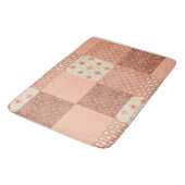 Retro-Rosa-Patchwork Badematte (Schrägansicht)