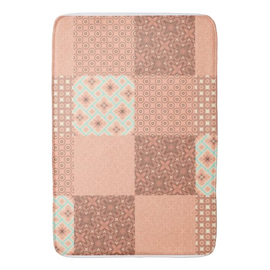 Retro-Rosa-Patchwork Badematte (Vorderseite Vertikal)