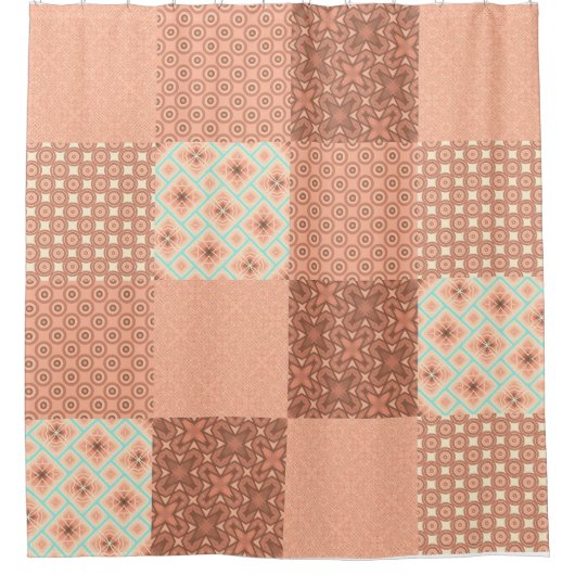 Retro Rosa Patchwork Duschvorhang (Vorderseite)