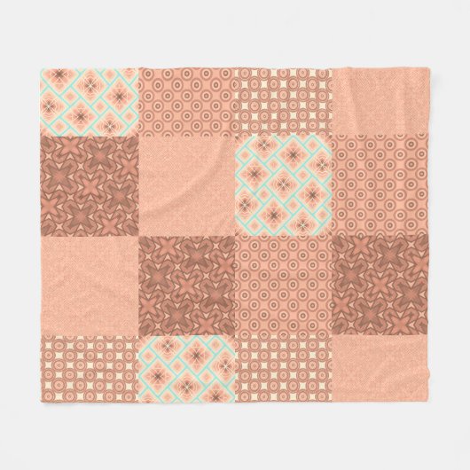 Retro Rosa Patchwork Fleecedecke (Vorderseite (Horizontal))