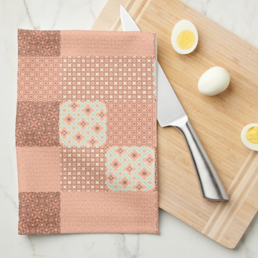 Retro Rosa Patchwork Geschirrtuch (Viertel Falte)