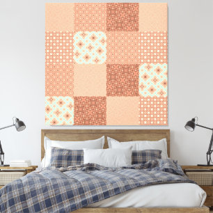 Retro Rosa Patchwork Leinwanddruck