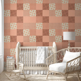 Retro Rosa Patchwork Tapete