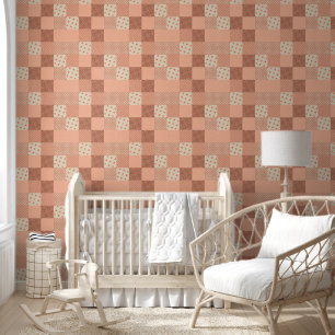 Retro Rosa Patchwork Tapete