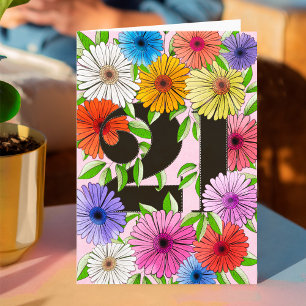 Retro Rosa personalisierte 21. Geburtstags-Blumenk Karte