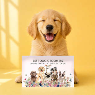 Retro Rosa Petsitter Hunde Blumen veterinär Visitenkarte