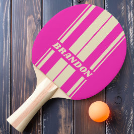 Retro Rosa Platine Streifen mit Namen Tischtennis Schläger