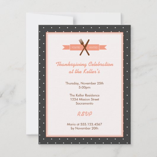 Retro rosa polka dots rahmen hostess dinner Party Einladung (Vorderseite)