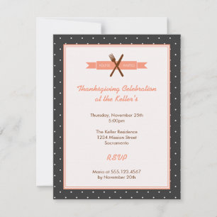 Retro rosa polka dots rahmen hostess dinner Party Einladung