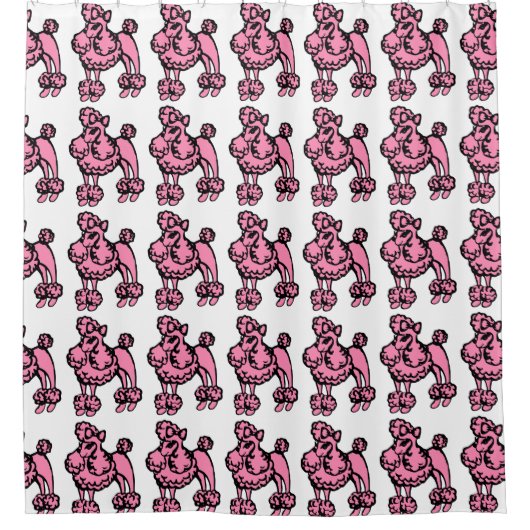 Retro rosa Poodles Badezimmer Dekoration Duschvorh Duschvorhang (Vorderseite)