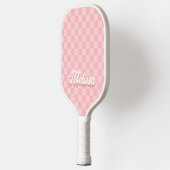 Retro-Rosa-Prüfmonogramm Pickleball Schläger (Links)