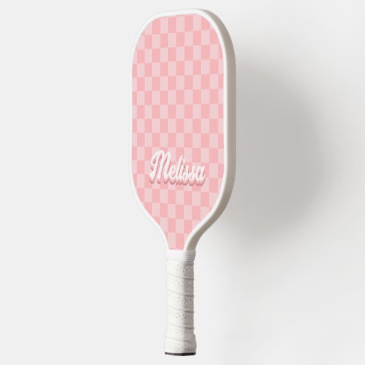 Retro-Rosa-Prüfmonogramm Pickleball Schläger (Links)