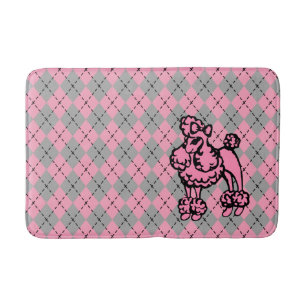 Retro-Rosa-Pudel-Badezimmerteppich Badematte